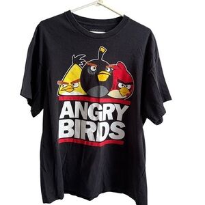 Angry Birds Black T-Shirt with Red and Yellow Accents